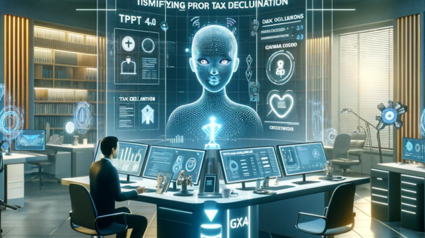 DALL·E 2024-02-14 21.49.31 - Visualize an office setting where the future of tax consulting comes to life, integrating advanced technology for an easier tax declaration process. I
