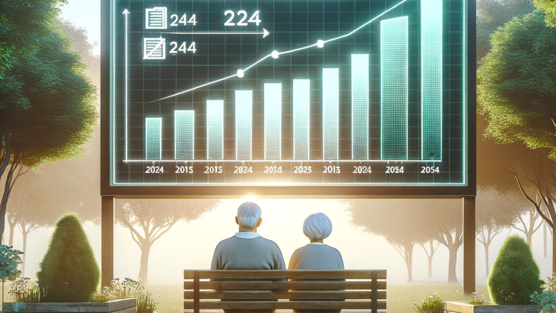 DALL·E-2024-03-20-17.23.56-A-serene-and-motivational-scene-reflecting-a-modern-approach-to-retirement-in-2024.-The-image-features-an-elderly-couple-sitting-on-a-park-bench-gazi