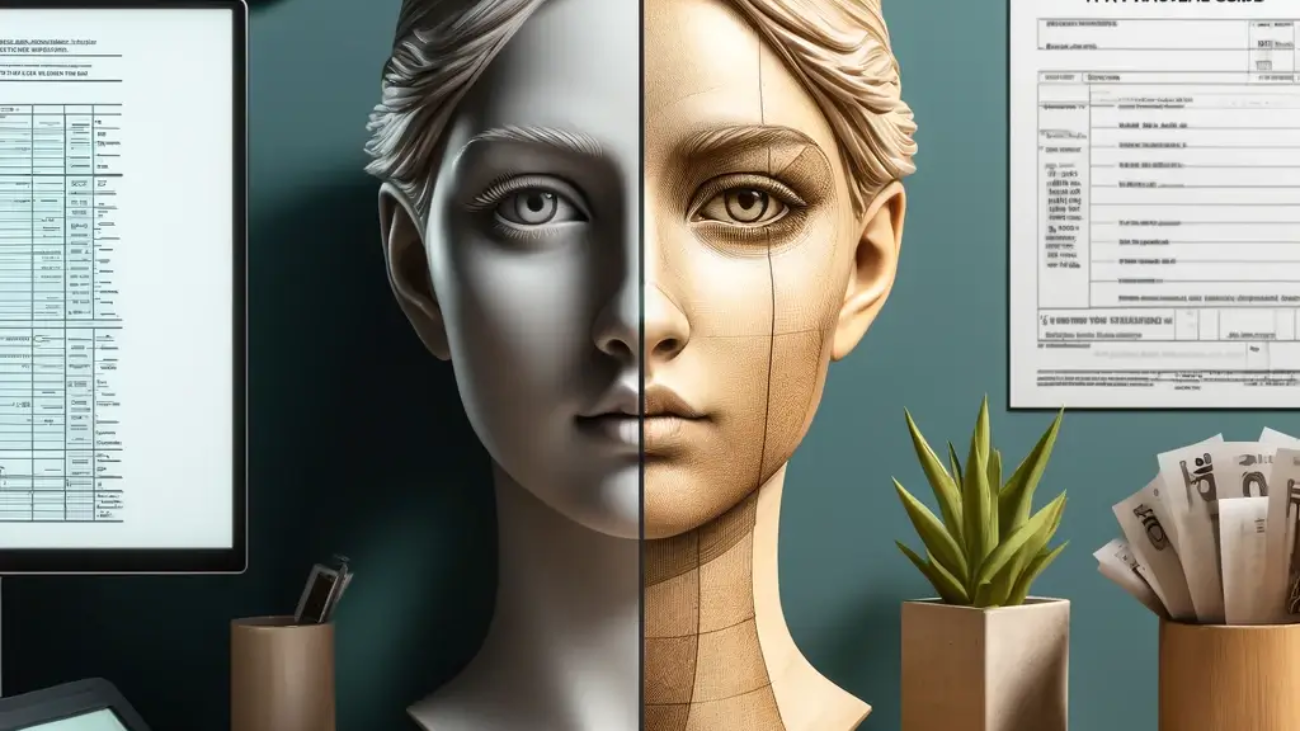 DALL·E-2024-04-09-17.06.06-Create-an-image-that-combines-the-theme-of-facial-harmonization-with-the-practical-guide-to-filing-tax-returns-for-2024.-The-image-should-depict-a-spl