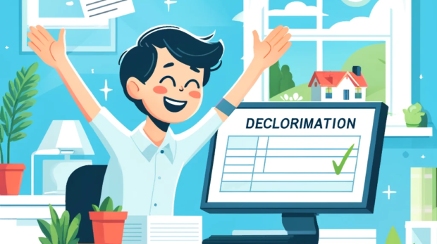 DALL·E-2024-05-29-19.00.39-A-bright-and-cheerful-scene-depicting-a-person-happily-declaring-their-property-on-their-income-tax-return.-The-setting-includes-a-desk-with-paperwork