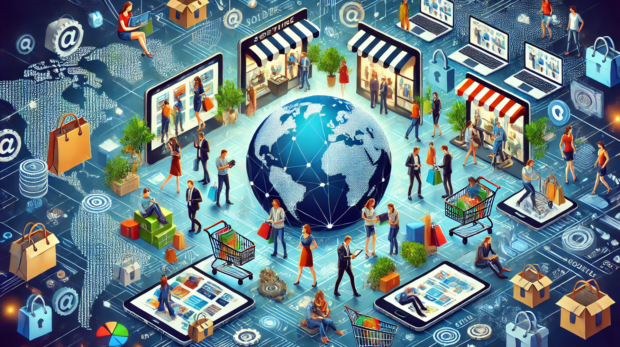 DALL·E-2024-07-17-15.37.30-An-image-representing-the-theme-Selling-on-E-commerce-Platforms_-A-Borderless-Path-for-Your-Business.-The-image-should-feature-a-dynamic-global-mar