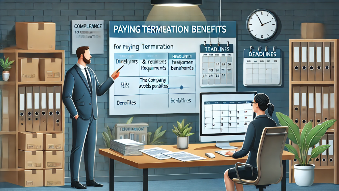 DALL·E 2024-08-02 17.23.38 - A professional illustration showing a business environment where an employer is explaining to an employee the timeline and requirements for paying ter