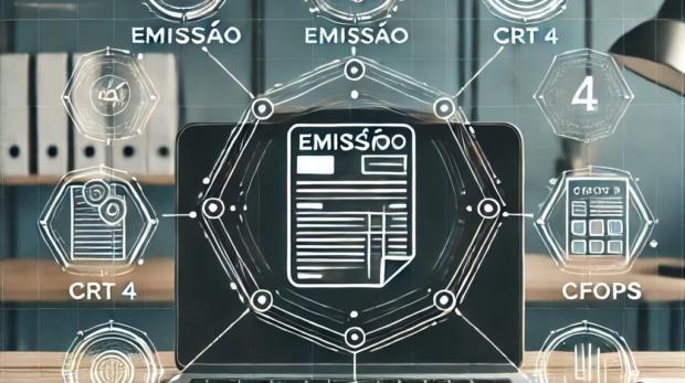 DALL·E 2024-08-23 18.10.04 - A modern office scene featuring a desk with a laptop. On the laptop screen, a digital representation of an electronic invoice is visible. Above the sc