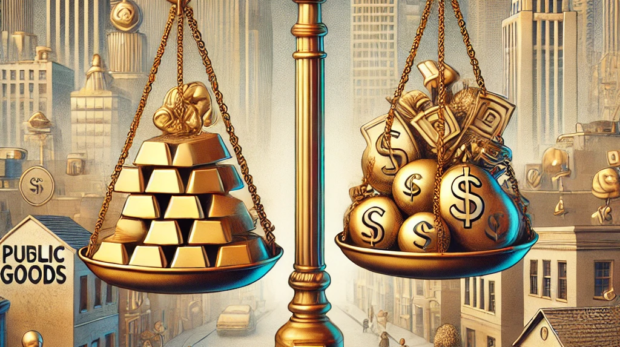 DALL·E 2024-10-10 10.08.11 - An image representing the theme of 'Minimum Taxation of Millionaires_ A Possible Solution to Compensate for Income Tax Exemption.' The scene shows a s